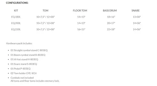 מערכת תופים 5 חלקים EQ-220L מסדרת EQUALIZER בצבע Pure Red Trees Odery-(Brazil)
