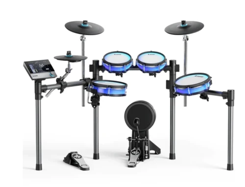 מערכת תופים אלקטרונית מרהיבה עם מסך טאץ BACKBEAT ותאורת לדים מבית DONNER