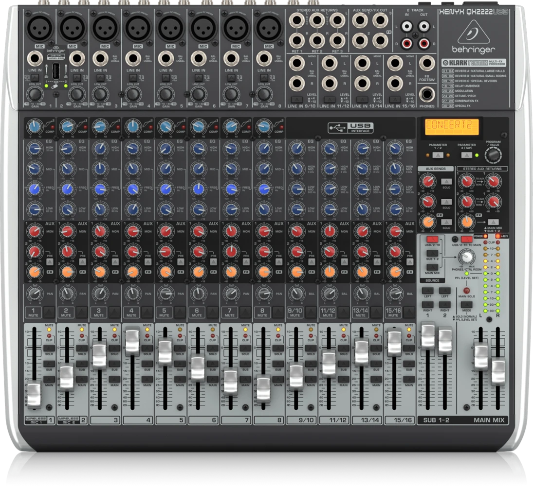 מיקסר אנלוגי 22 ערוצים דגם QX2222USB מבית BEHRINGER