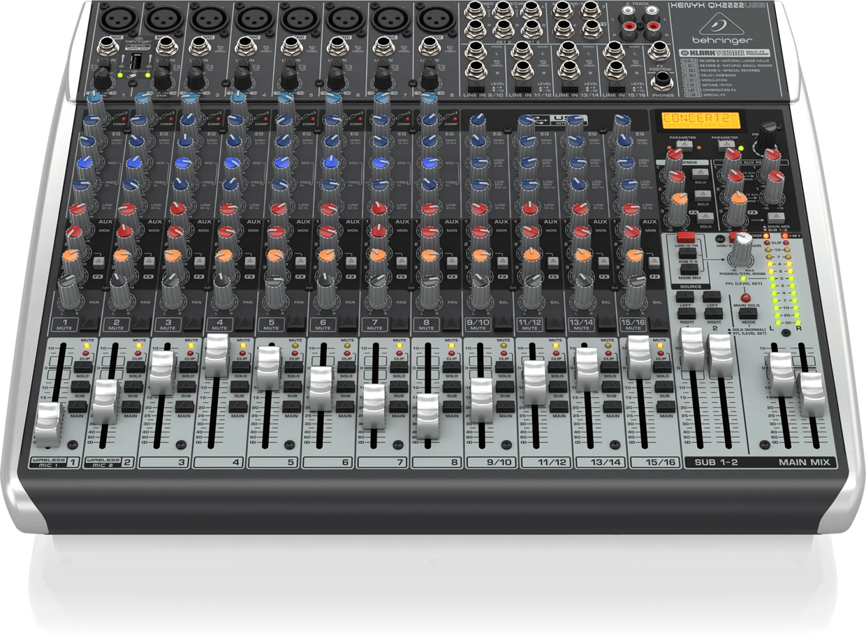 מיקסר אנלוגי 22 ערוצים דגם QX2222USB מבית BEHRINGER