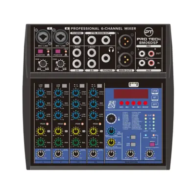 מיקסר PROTECH עם הקלטה REC/USB/BT BM06DSP