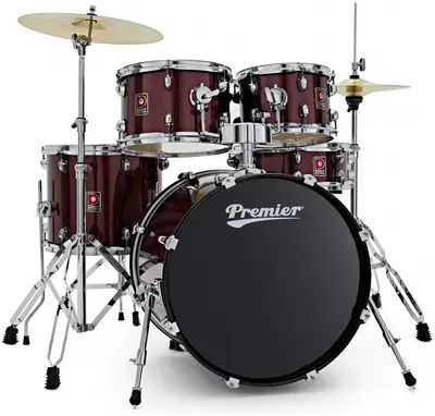 מערכת תופים בצבע אדום נוצץ 5 חלקים 22 PR22-5DKRSW Revolution Red Sparkle Premier SH.