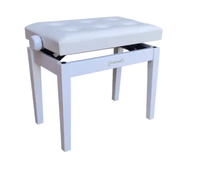 כסא פסנתר מתכוונן עם קפיטונאז' בצבע לבן מבריק PB25 מבית Legrand