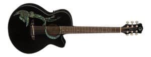 גיטרה אקוסטית מוגברת בצבע שחור עם פיניקס FAU PHX BLK Luna Guitars SH